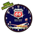 Collectable Sign and Clock Phillips 66 Gas Station Backlit Wall Clock