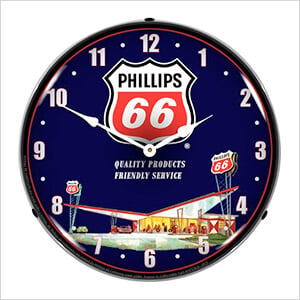 Phillips 66 Gas Station Backlit Wall Clock