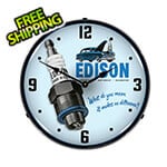 Collectable Sign and Clock Edison Spark Plugs Backlit Wall Clock