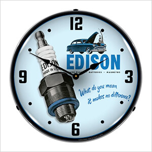 Edison Spark Plugs Backlit Wall Clock