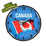 Collectable Sign and Clock Canadian Flag Backlit Wall Clock