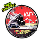 Collectable Sign and Clock Railroad Crossing Safety Backlit Wall Clock