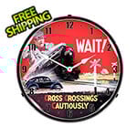 Collectable Sign and Clock Railroad Crossing Safety Backlit Wall Clock