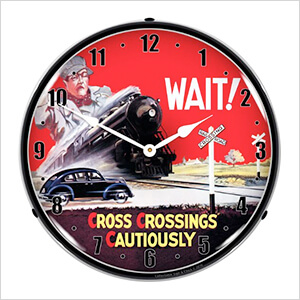 Railroad Crossing Safety Backlit Wall Clock