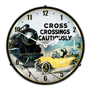 Railroad Crossing Safety Backlit Wall Clock