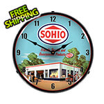 Collectable Sign and Clock Sohio Gas Station Backlit Wall Clock