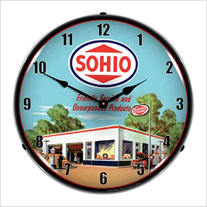 Sohio Gas Station Backlit Wall Clock