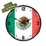 Collectable Sign and Clock Mexican Flag Backlit Wall Clock