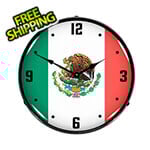 Collectable Sign and Clock Mexican Flag Backlit Wall Clock