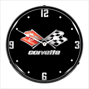 C3 Corvette Black Tie Backlit Wall Clock