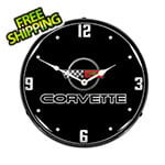 Collectable Sign and Clock C4 Corvette Black Tie Backlit Wall Clock