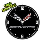Collectable Sign and Clock C7 Corvette Black Tie Backlit Wall Clock