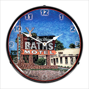 Buckhorn Baths Motel Backlit Wall Clock
