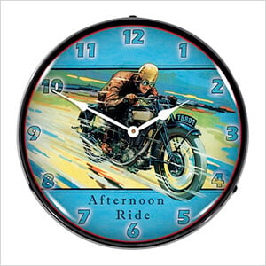 Afternoon Motorcycle Ride Backlit Wall Clock