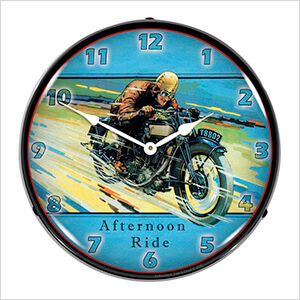 Afternoon Motorcycle Ride Backlit Wall Clock