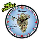 Collectable Sign and Clock State of Illinois Backlit Wall Clock
