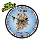 Collectable Sign and Clock State of Indiana Backlit Wall Clock