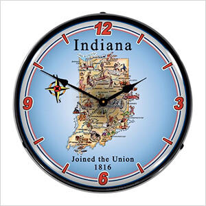 State of Indiana Backlit Wall Clock