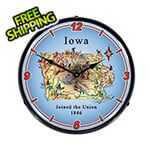 Collectable Sign and Clock State of Iowa Backlit Wall Clock