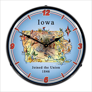 State of Iowa Backlit Wall Clock