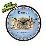 Collectable Sign and Clock State of Kansas Backlit Wall Clock