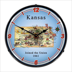 State of Kansas Backlit Wall Clock