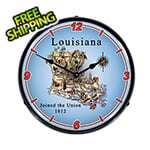 Collectable Sign and Clock State of Louisiana Backlit Wall Clock