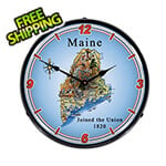 Collectable Sign and Clock State of Maine Backlit Wall Clock