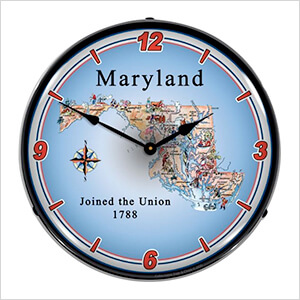 State of Maryland Backlit Wall Clock