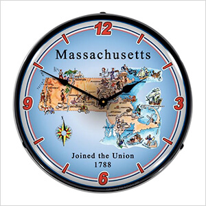 State of Massachusetts Backlit Wall Clock
