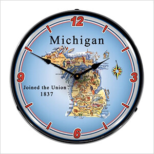 State of Michigan Backlit Wall Clock