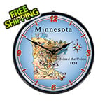 Collectable Sign and Clock State of Minnesota Backlit Wall Clock