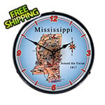 Collectable Sign and Clock State of Mississippi Backlit Wall Clock