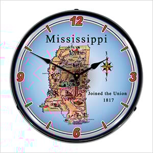 State of Mississippi Backlit Wall Clock
