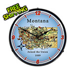 Collectable Sign and Clock State of Montana Backlit Wall Clock