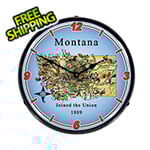 Collectable Sign and Clock State of Montana Backlit Wall Clock