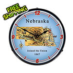 Collectable Sign and Clock State of Nebraska Backlit Wall Clock
