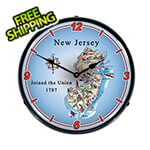 Collectable Sign and Clock State of New Jersey Backlit Wall Clock