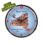 Collectable Sign and Clock State of New York Backlit Wall Clock