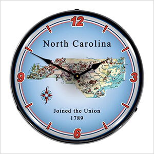 State of North Carolina Backlit Wall Clock