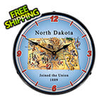 Collectable Sign and Clock State of North Dakota Backlit Wall Clock