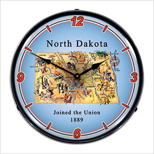 State of North Dakota Backlit Wall Clock