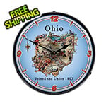 Collectable Sign and Clock State of Ohio Backlit Wall Clock