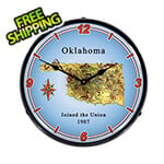 Collectable Sign and Clock State of Oklahoma Backlit Wall Clock