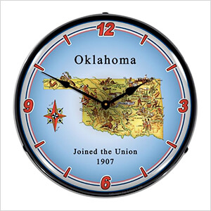 State of Oklahoma Backlit Wall Clock