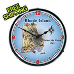 Collectable Sign and Clock State of Rhode Island Backlit Wall Clock