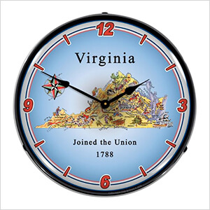 State of Virginia Backlit Wall Clock