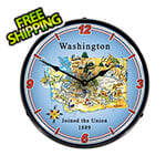 Collectable Sign and Clock State of Washington Backlit Wall Clock