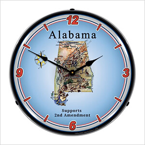 Alabama Supports the 2nd Amendment Backlit Wall Clock