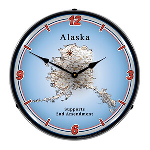 Alaska Supports the 2nd Amendment Backlit Wall Clock